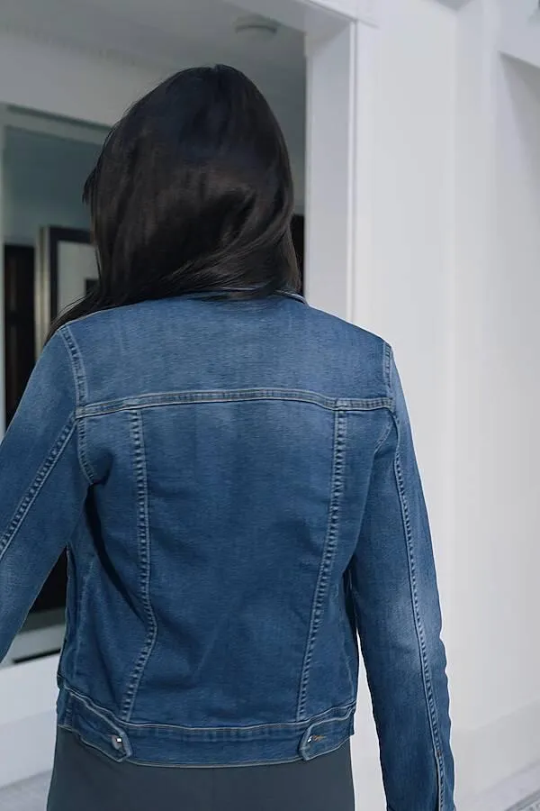 Sosandar Jackets and Coats Women Mid Blue Denim Jacket Mid Blue