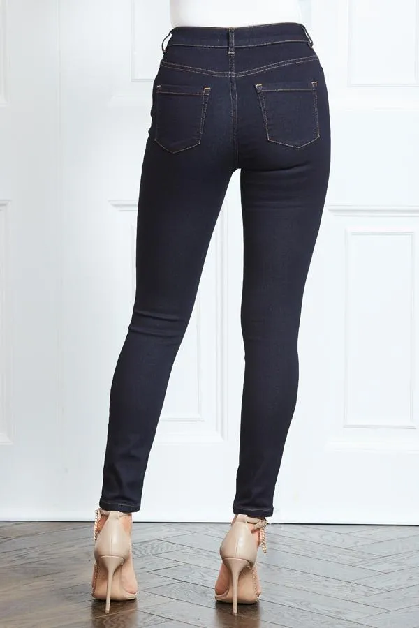 Sosandar Jeans and Jeggings Women Dark Navy Denim Perfect Skinny Jeans Dark Navy