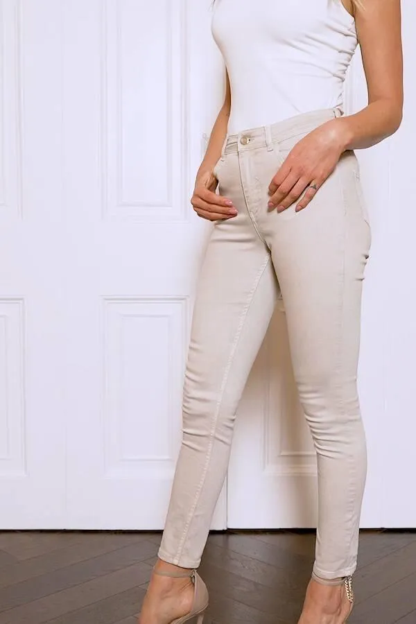 Sosandar Jeans and Jeggings Women Ecru Perfect Skinny Jeans