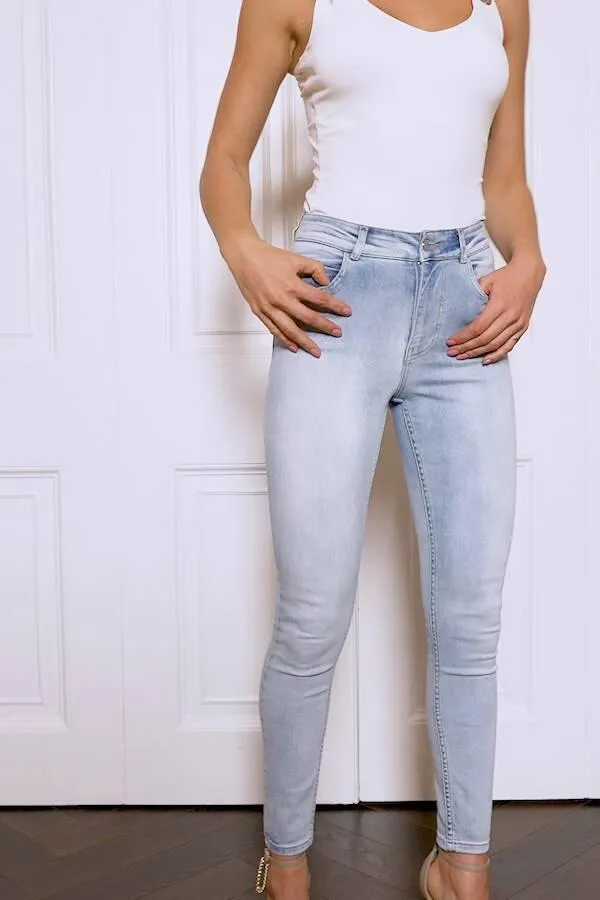 Sosandar Jeans and Jeggings Women Light Wash Perfect Skinny Jeans Light Wash