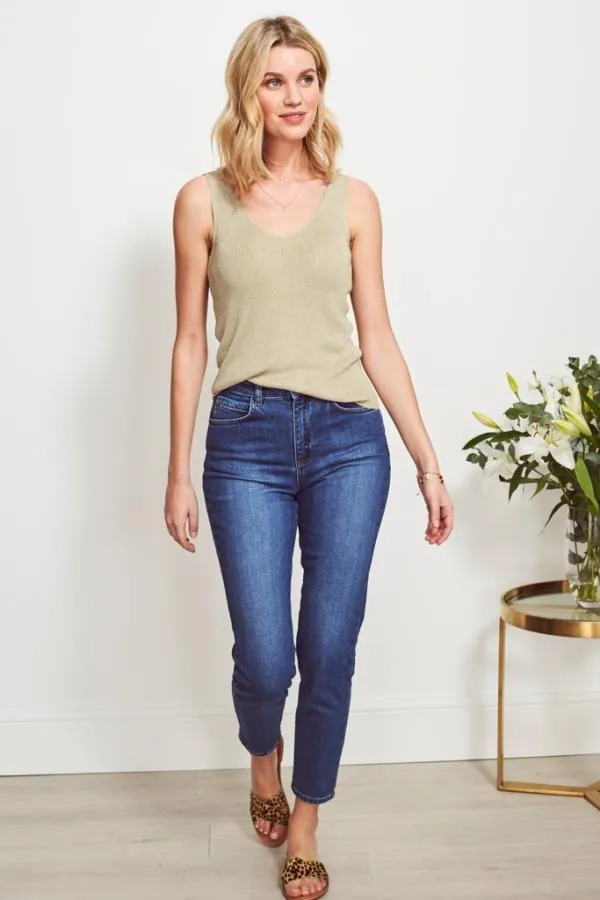 Sosandar Jeans and Jeggings Women Mid Blue Slim Leg Jeans Mid Blue
