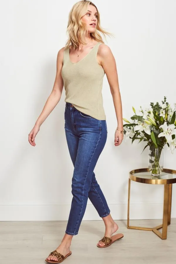 Sosandar Jeans and Jeggings Women Mid Blue Slim Leg Jeans Mid Blue