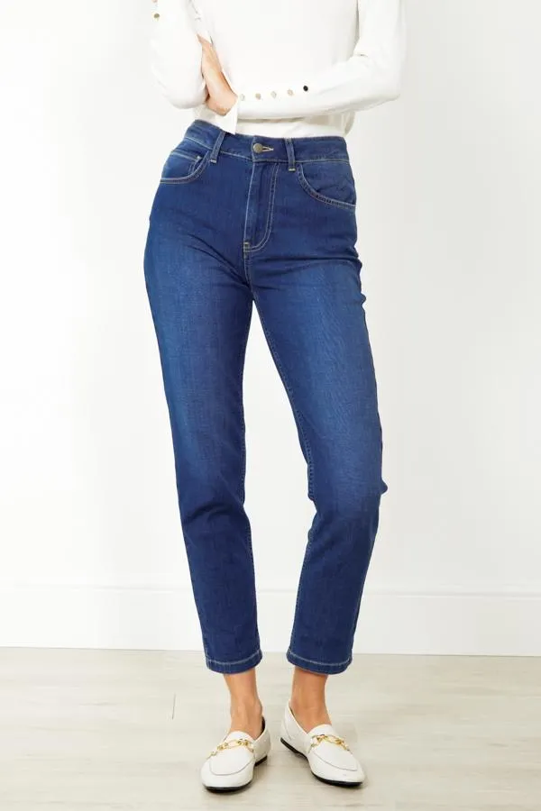 Sosandar Jeans and Jeggings Women Mid Blue Slim Leg Jeans Mid Blue