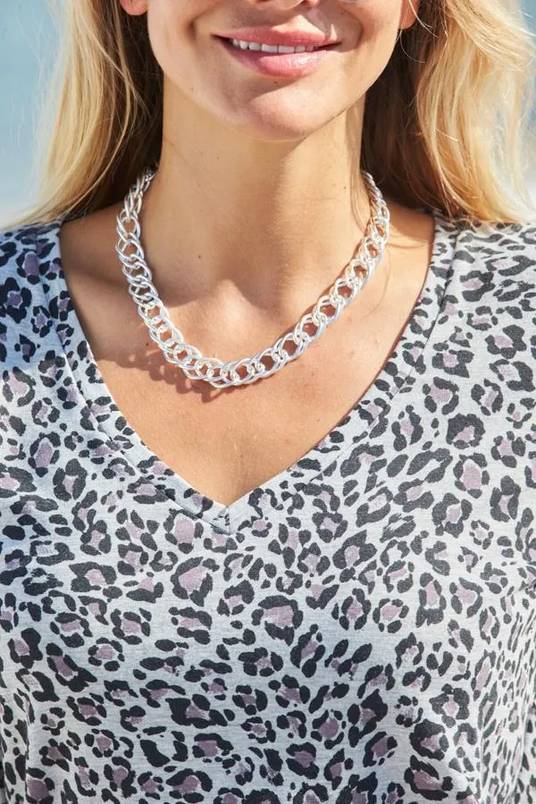 Sosandar Jewellery Women Silver Plated Chain Link Necklace Silver