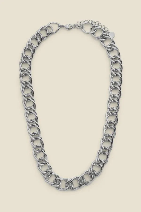 Sosandar Jewellery Women Silver Plated Chain Link Necklace Silver