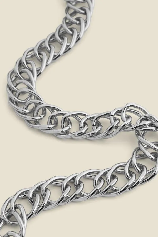 Sosandar Jewellery Women Silver Plated Chain Link Necklace Silver