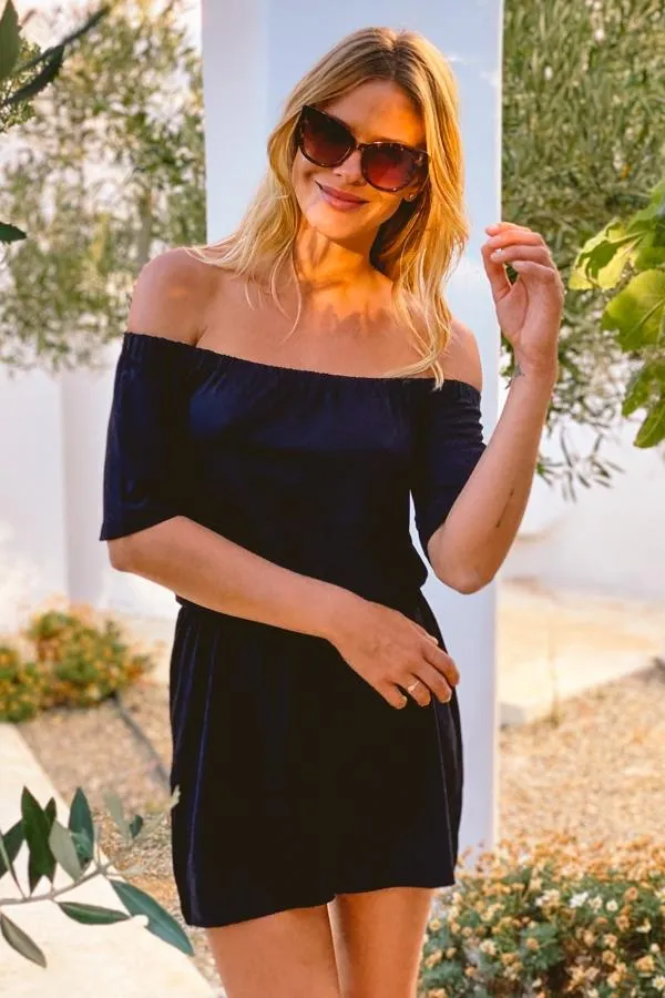Sosandar Jumpsuits and Playsuits Women Black Bardot Jersey Playsuit Black