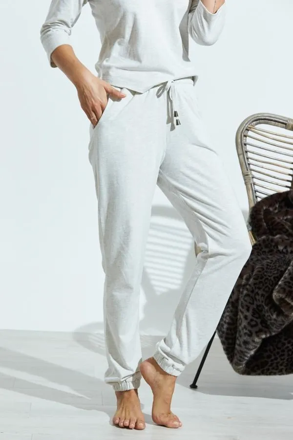 Sosandar Loungewear Women Ivory Marl Jersey Loungewear Joggers Ivory