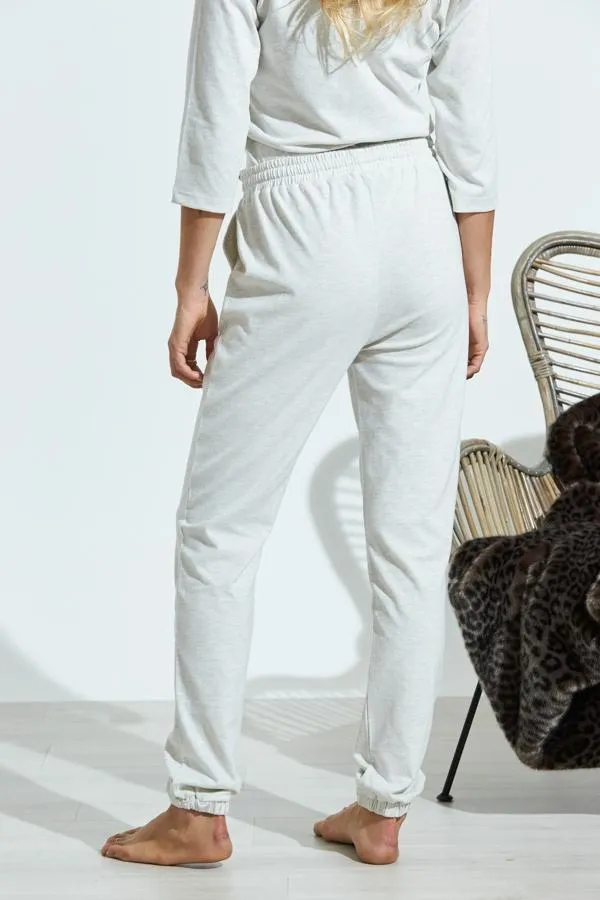 Sosandar Loungewear Women Ivory Marl Jersey Loungewear Joggers Ivory