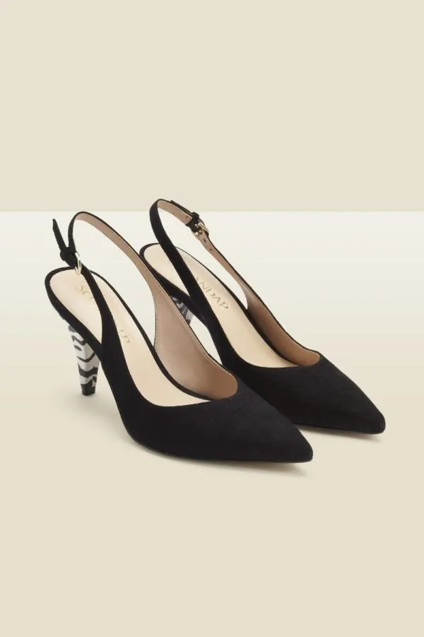 Sosandar Mid Heels Women Cara Black Zebra Suede Cone Heel Slingback Shoe Black Sosandar Mid Heels Women Cara Black Zebra Suede Cone Heel Slingback Shoe Black