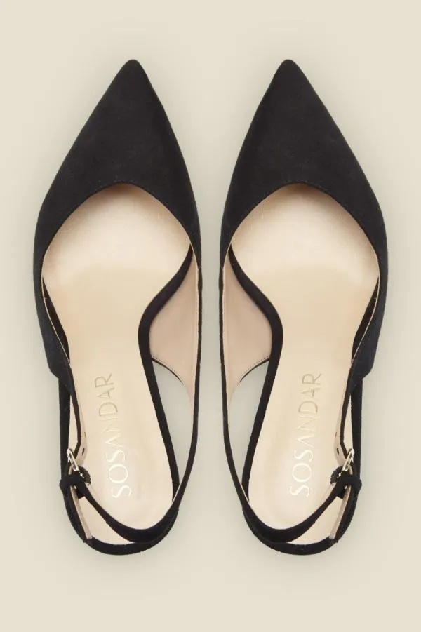 Sosandar Mid Heels Women Cara Black Zebra Suede Cone Heel Slingback Shoe Black