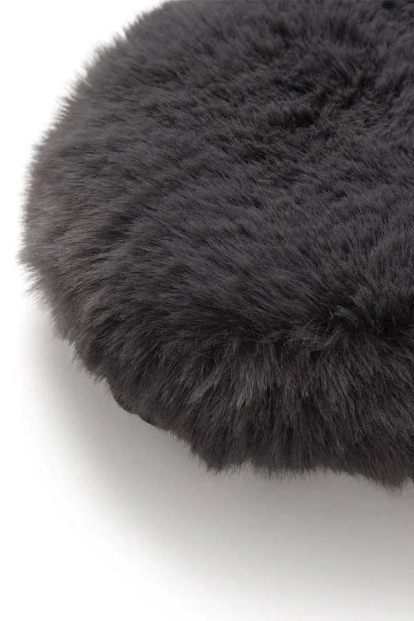 Sosandar Nightwear Women Charcoal Grey Luxe Satin and Faux Fur Eye Mask Charcoal Grey