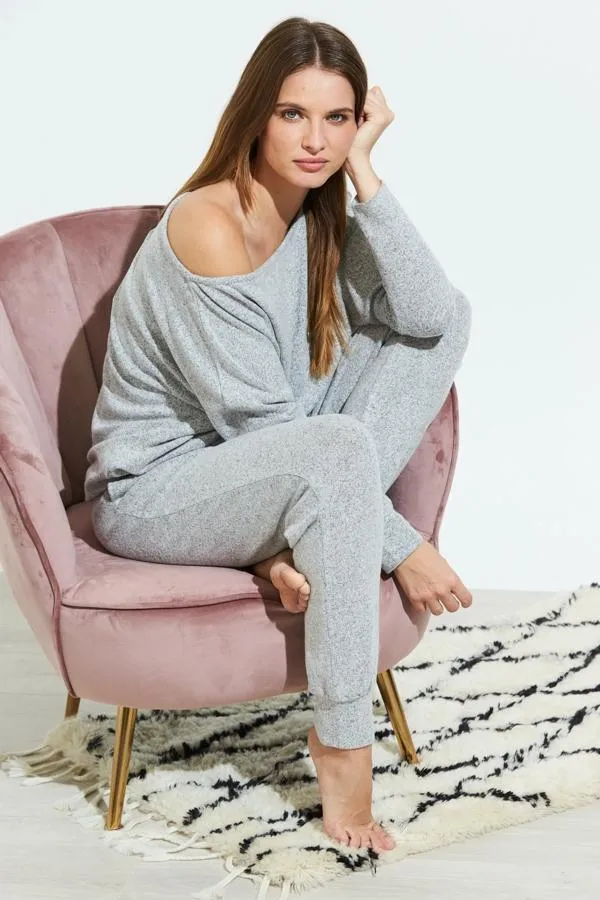 Sosandar Nightwear Women Light Grey Super Soft Loungewear Joggers Light Grey