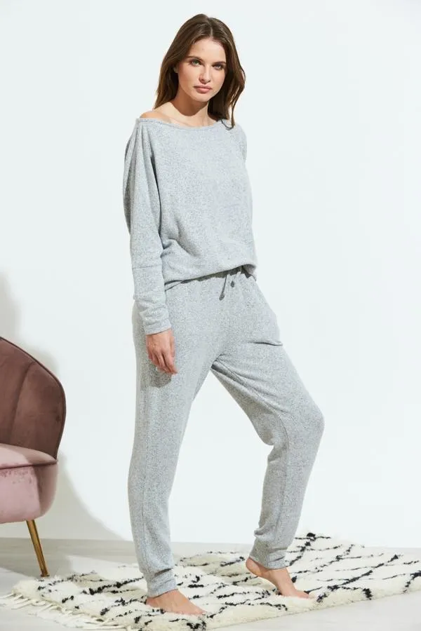 Sosandar Nightwear Women Light Grey Super Soft Loungewear Joggers Light Grey
