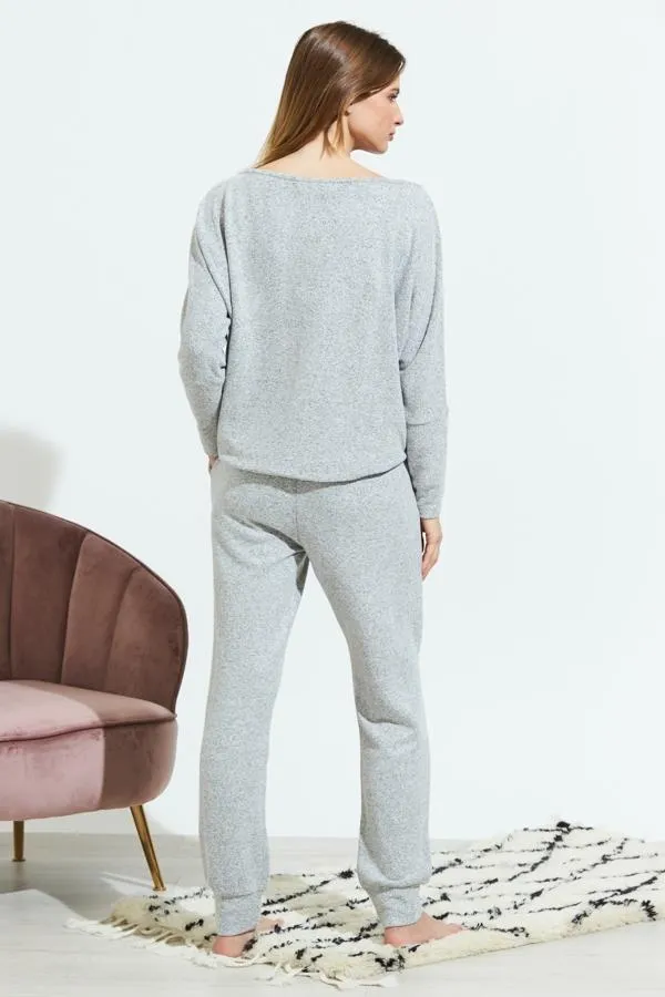 Sosandar Nightwear Women Light Grey Super Soft Loungewear Joggers Light Grey