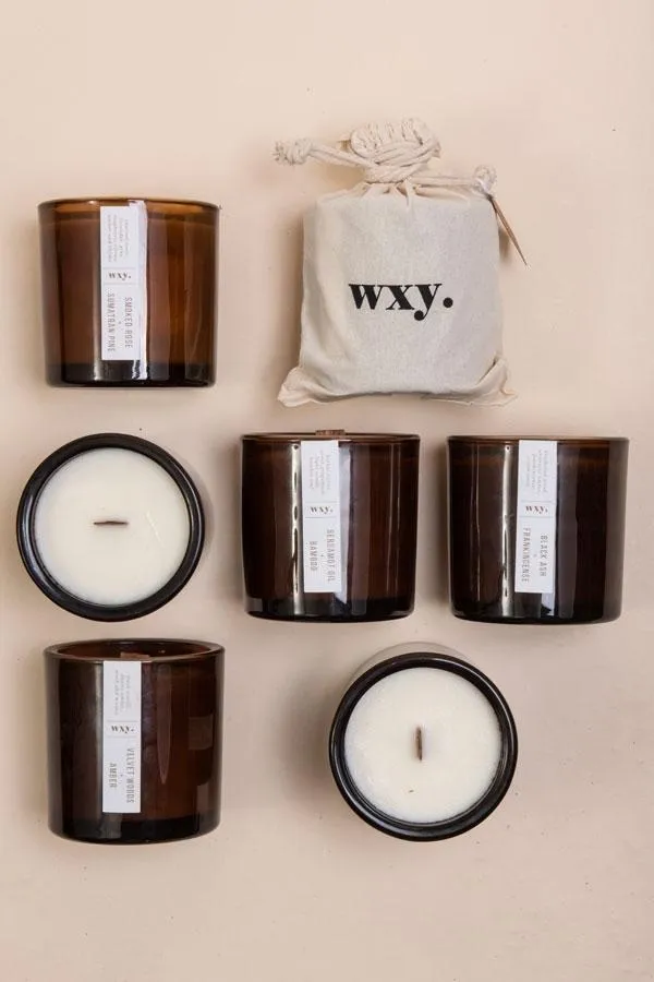 Sosandar Nightwear Women WXY Velvet Woods and Amber Wood Wick Candle