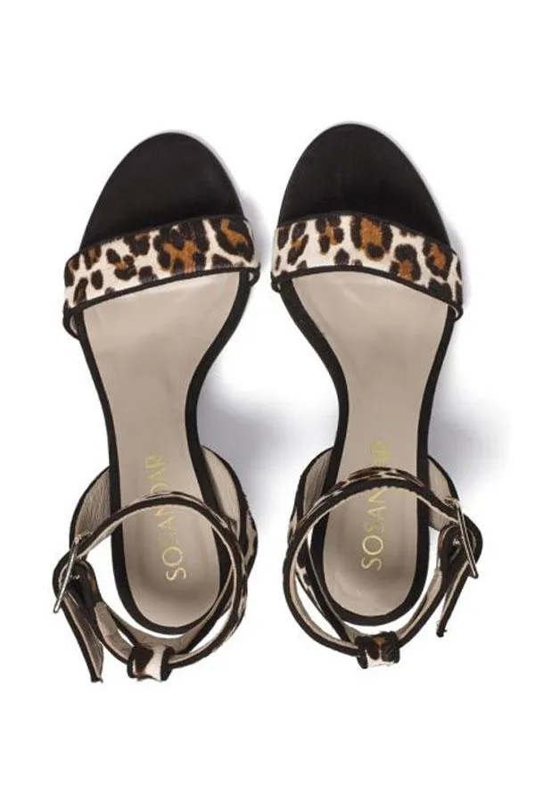 Sosandar Sandals and Flip Flops Women Leopard Print Block Heel Leather Sandal