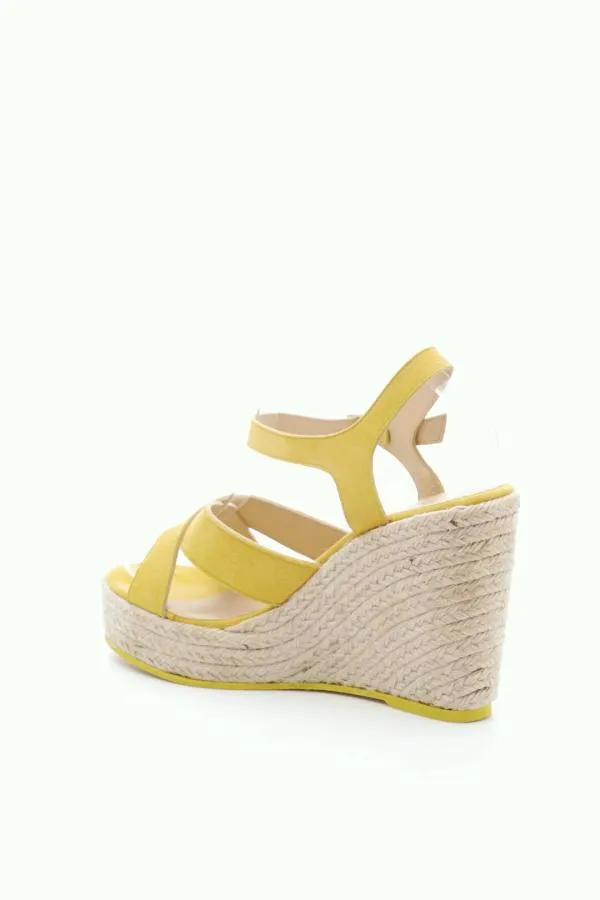 Sosandar Sandals and Flip Flops Women Yellow Havana Suede Espadrille Wedges