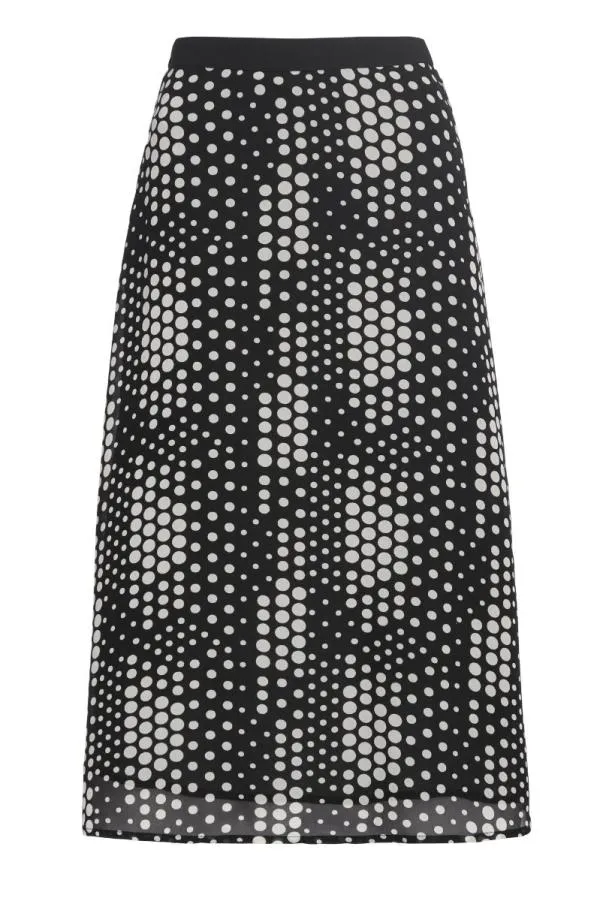 Sosandar Skirts Women Black and Cream Multi Spot Midi Skirt Black Cream