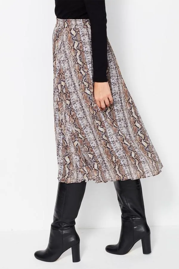 Sosandar Skirts Women Snake Print Pleated Skirt Sosandar Skirts Women Snake Print Pleated Skirt