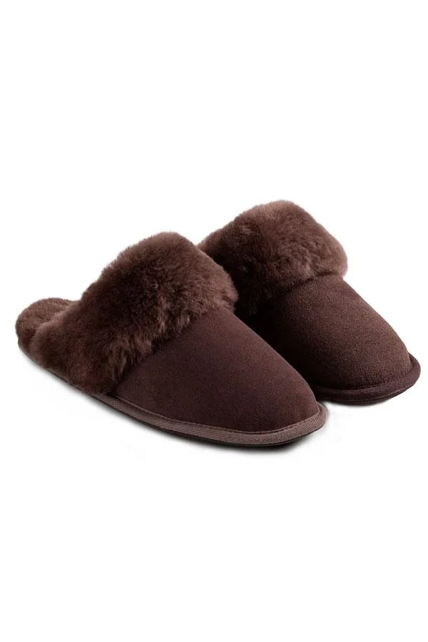 Sosandar Slippers Women Just Sheepskin Chocolate Brown Suede Mule Slippers Chocolate Brown Sosandar Slippers Women Just Sheepskin Chocolate Brown Suede Mule Slippers Chocolate Brown