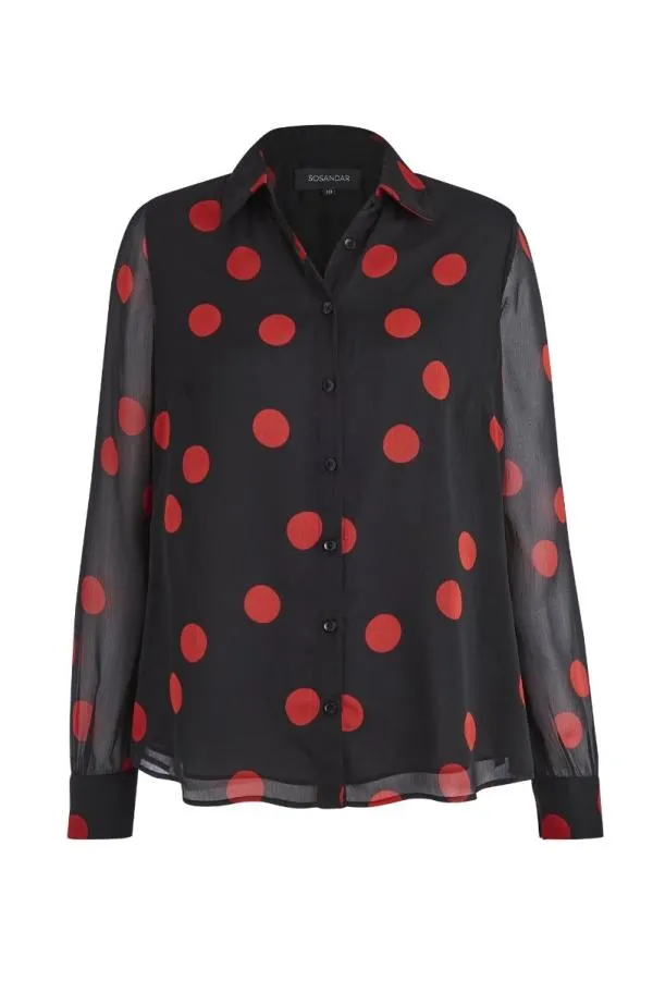 Sosandar Tops Women Black and Red Spot Print Shirt Black Red