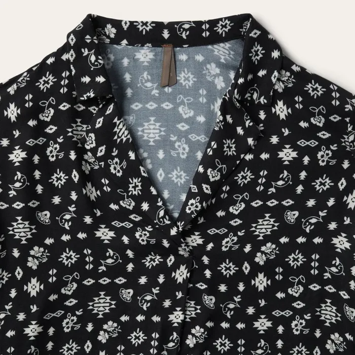 Southwestern Ditzy Print Blouse Black Women Stetson Blouses
