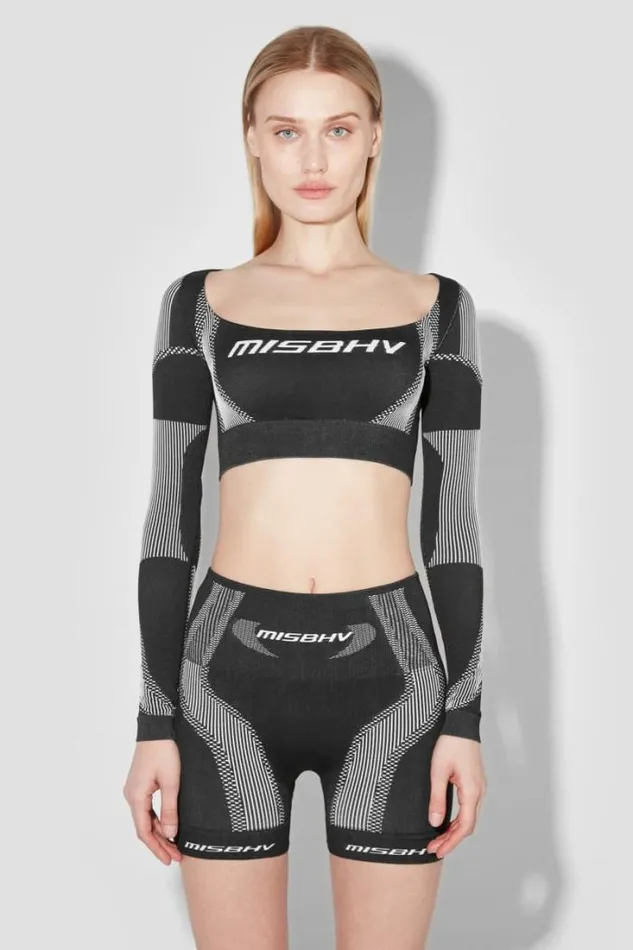 Sport Longsleeve Cropped Square Shaped Blackwhite Women MISBHV Tops