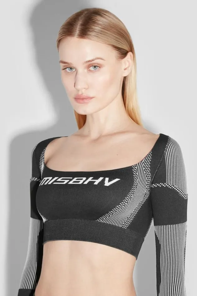 Sport Longsleeve Cropped Square Shaped Blackwhite Women MISBHV Tops