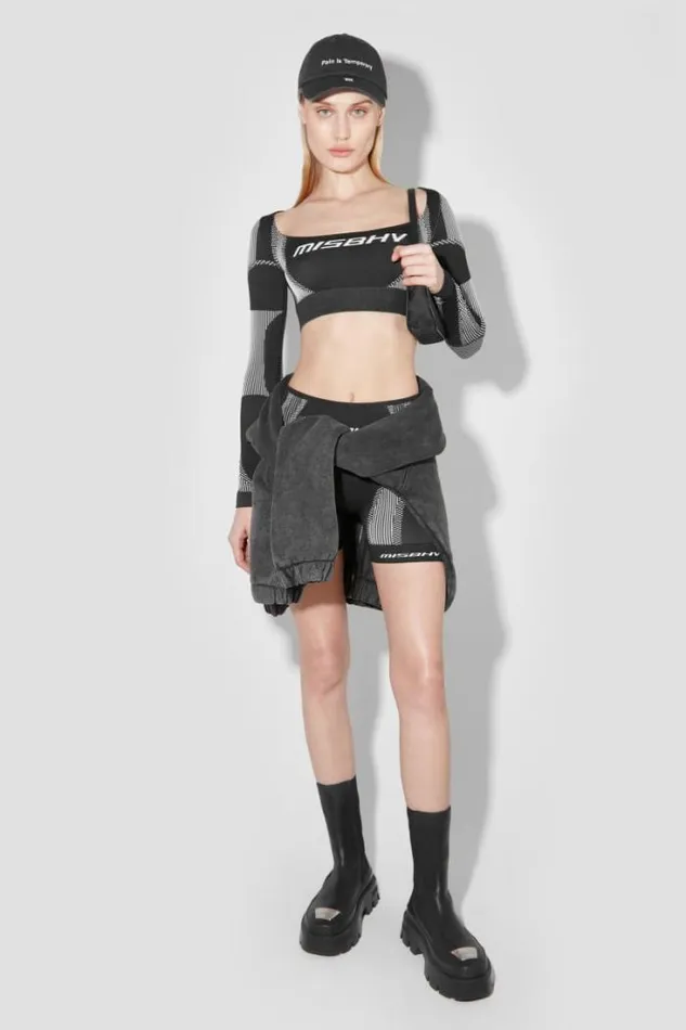 Sport Longsleeve Cropped Square Shaped Blackwhite Women MISBHV Tops