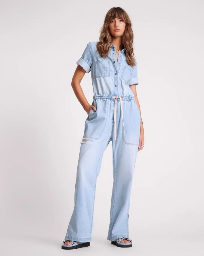 SPORTSTER BLUE VERONICA DENIM JUMPSUIT Women One Teaspoon Denim Jumpsuits
