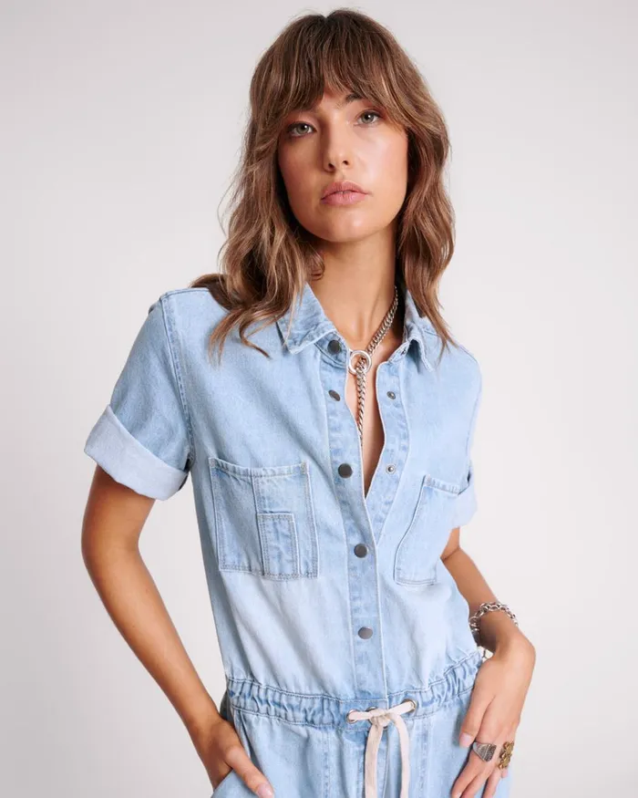 SPORTSTER BLUE VERONICA DENIM JUMPSUIT Women One Teaspoon Denim Jumpsuits SPORTSTER BLUE VERONICA DENIM JUMPSUIT Women One Teaspoon Denim Jumpsuits