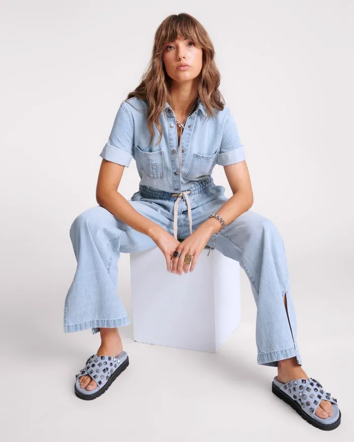 SPORTSTER BLUE VERONICA DENIM JUMPSUIT Women One Teaspoon Denim Jumpsuits SPORTSTER BLUE VERONICA DENIM JUMPSUIT Women One Teaspoon Denim Jumpsuits