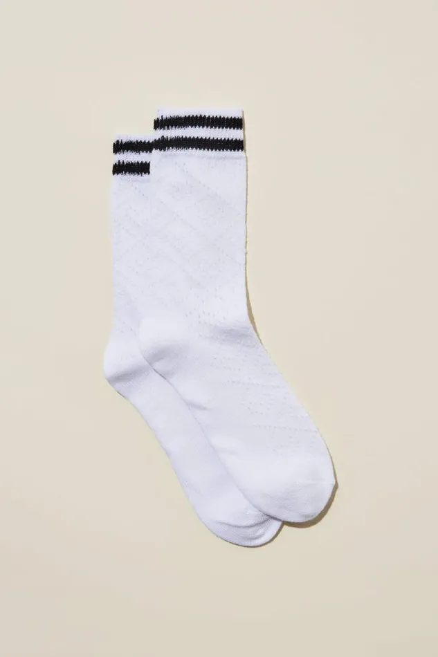 Sporty Femme Sports Sock Whiteblack Stripe Hearts Women Cotton On Socks