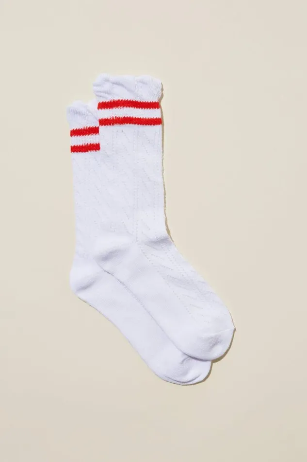 Sporty Femme Sports Sock Whitered Stripe Women Cotton On Socks
