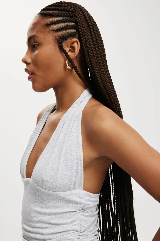 Staple Rib Rouched Halter Top Grey Marle Women Cotton On Tops