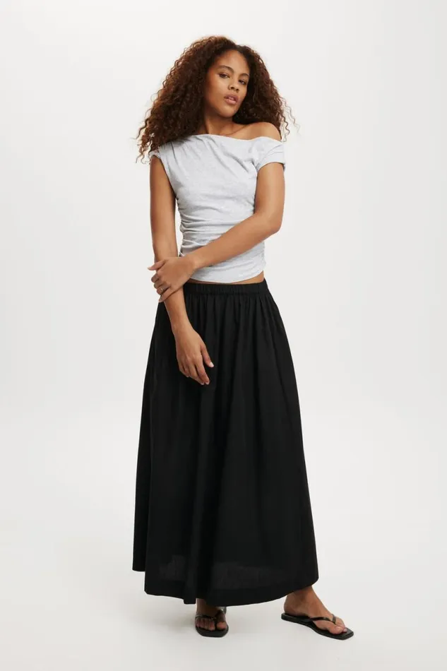 Staple Rib Rouched Short Sleeve Top Grey Marle Women Cotton On Tops