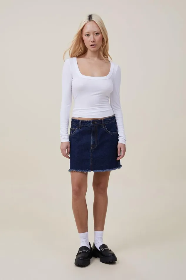 Staple Rib Scoop Neck Long Sleeve Top White Women Cotton On Tops Staple Rib Scoop Neck Long Sleeve Top White Women Cotton On Tops