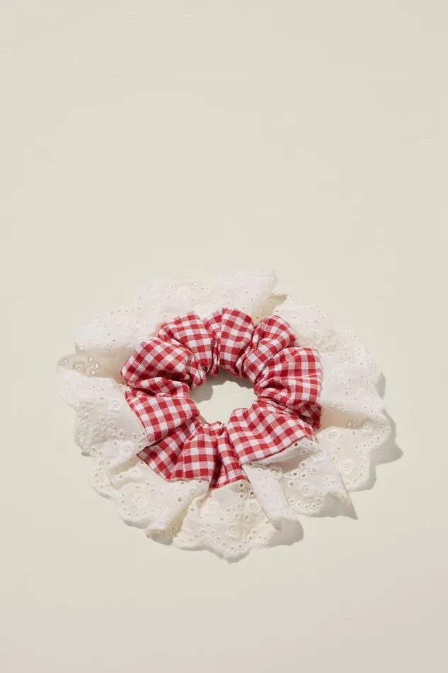 Stella Scrunchie Red Gingham Women Cotton On Hair Accessories