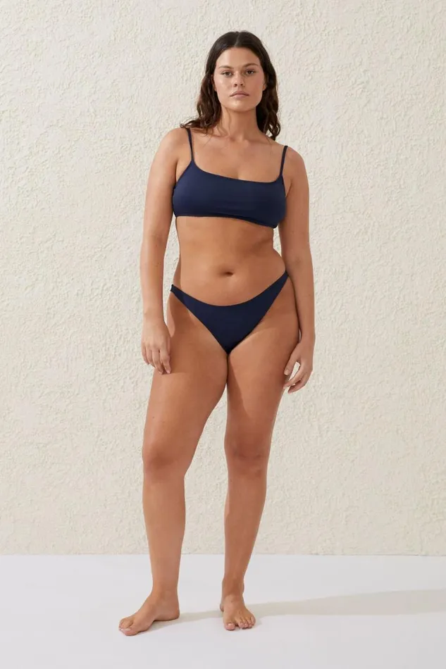 Straight Neck Crop Bikini Top Midnight Women Cotton On Bikinis