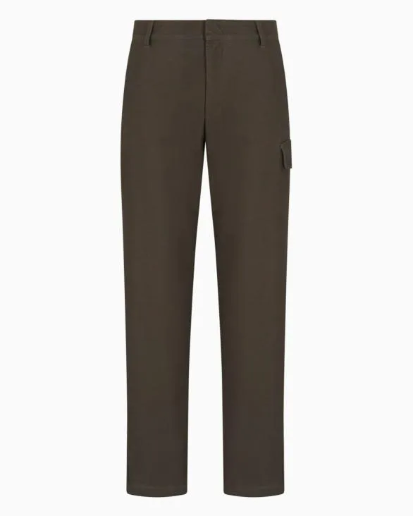 Stretch Cotton Cargo Pants Green Men Armani Trousers And Shorts