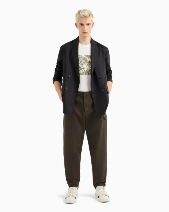 Stretch Cotton Cargo Pants Green Men Armani Trousers And Shorts Stretch Cotton Cargo Pants Green Men Armani Trousers And Shorts
