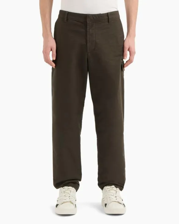 Stretch Cotton Cargo Pants Green Men Armani Trousers And Shorts Stretch Cotton Cargo Pants Green Men Armani Trousers And Shorts