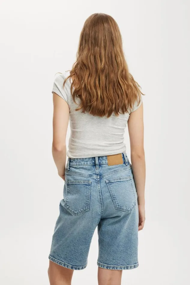 Stretch Denim Bermuda Short Bells Blue Women Cotton On Shorts