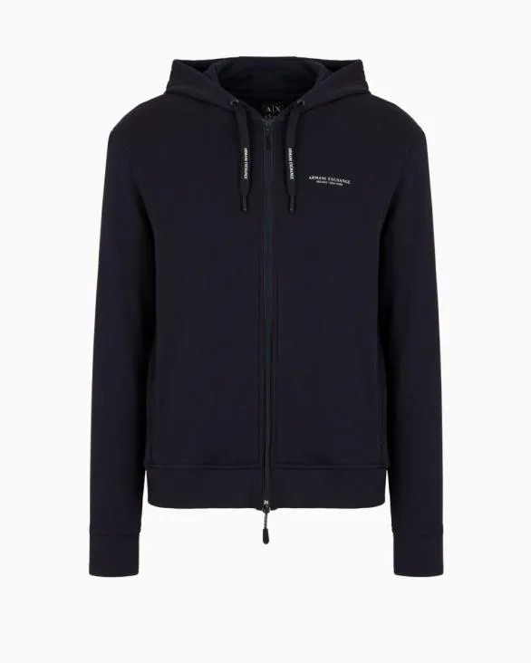Stretch Fabric Zipup Sweatshirt Navyblue Men Armani Matching Sets
