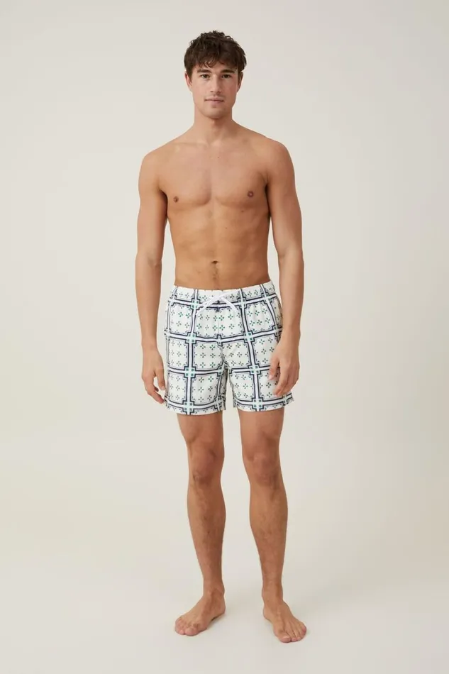 Stretch Swim Short Atlas White Tile Men Cotton On Shorts