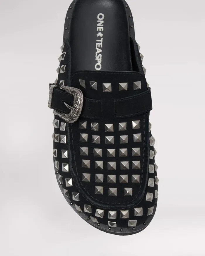 STUDDED BLACK PHOENIX SLIDES Women One Teaspoon Footwear STUDDED BLACK PHOENIX SLIDES Women One Teaspoon Footwear