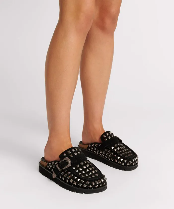 STUDDED BLACK PHOENIX SLIDES Women One Teaspoon Footwear STUDDED BLACK PHOENIX SLIDES Women One Teaspoon Footwear