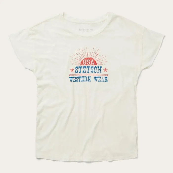 Sunrise Graphic Tee White Women Stetson Tees