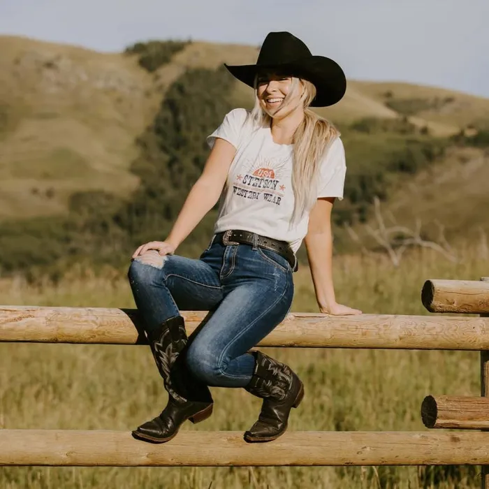 Sunrise Graphic Tee White Women Stetson Tees